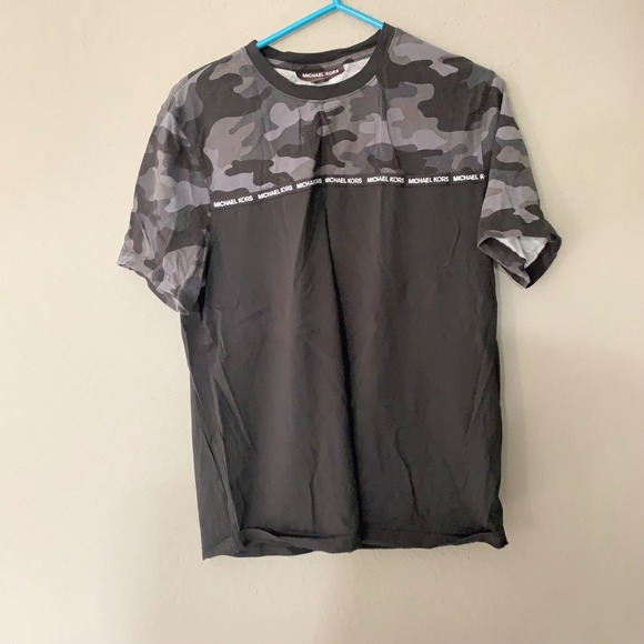 Michael Kors gray crew neck camo tee t-shirt size medium - Picture 1 of 6